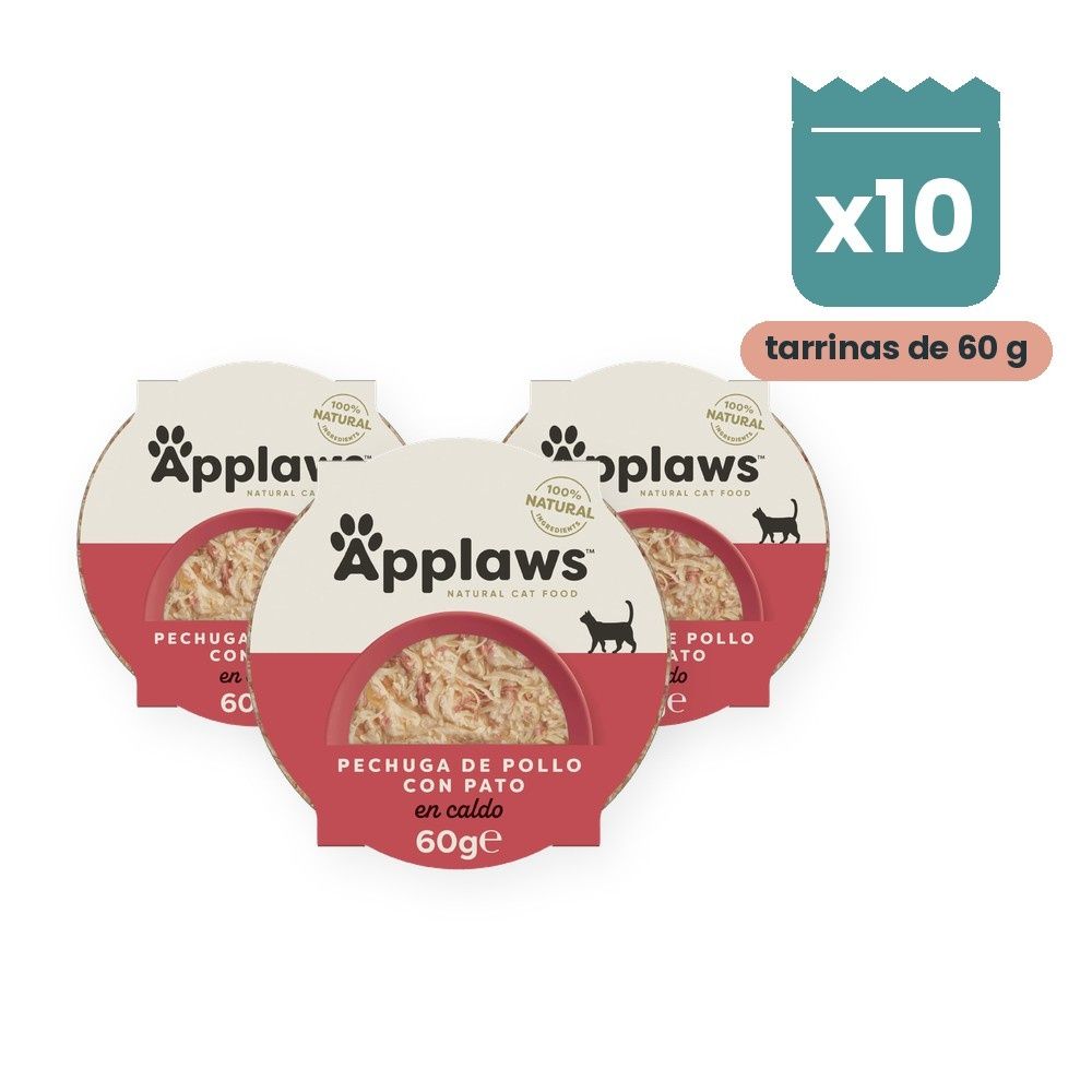Applaws Tarrinas Pollo Y Pato En Caldo Para Gatos Pack 10x60 g