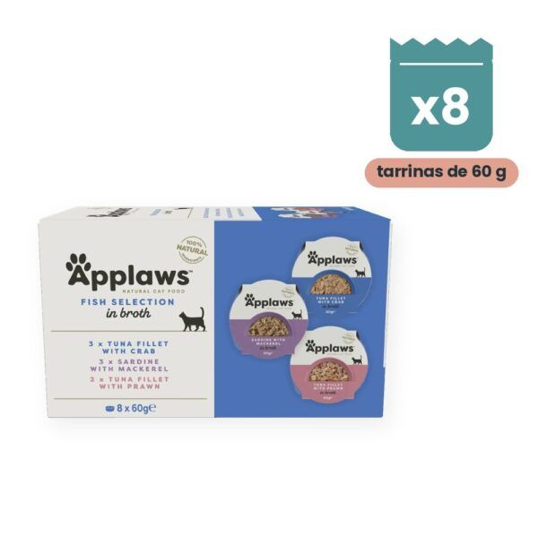 Applaws Tarrinas Selección De Pescado En Caldo Para Gatos Pack 8x60 g
