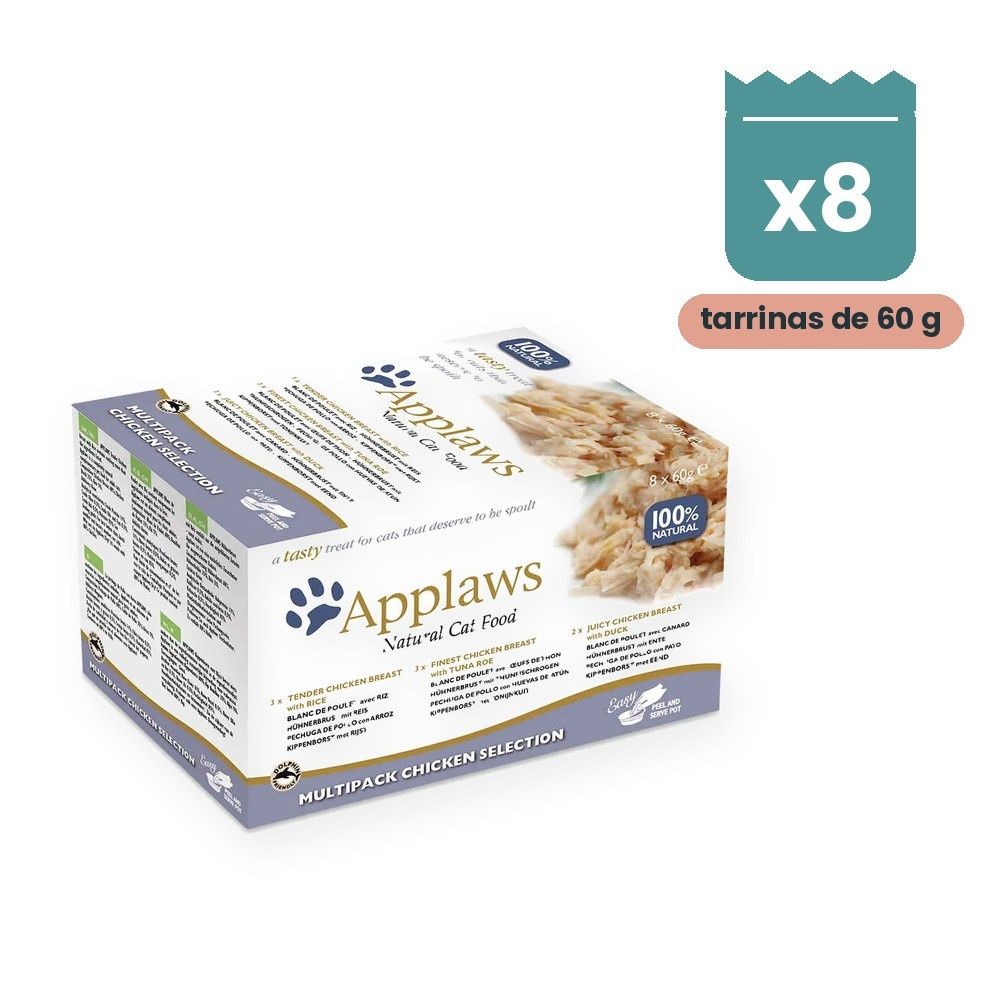 Applaws Tarrinas Selección De Pollo En Caldo Para Gatos Pack 8x60 g