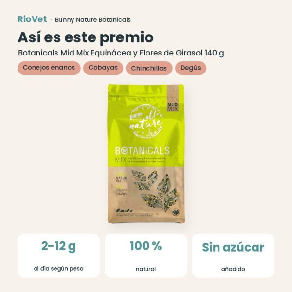 Así es este premio: Bunny Nature Botanicals Mid Mix Equinácea y Flores de Girasol 140 g (datos clave)