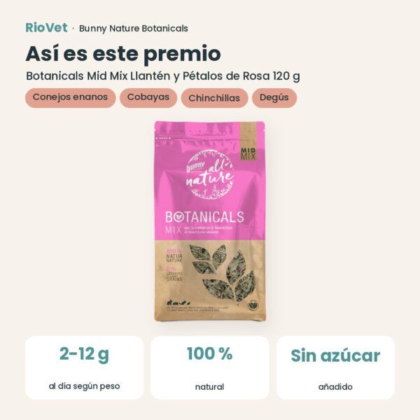 Así es este premio: Bunny Nature Botanicals Mid Mix Llantén y Pétalos de Rosa 120 g (datos clave)
