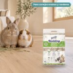 Conejo enano y cobaya junto a Bunny Nature bunnyBedding Linum Lecho de Lino Natural para Conejos y Roedores 20 kg