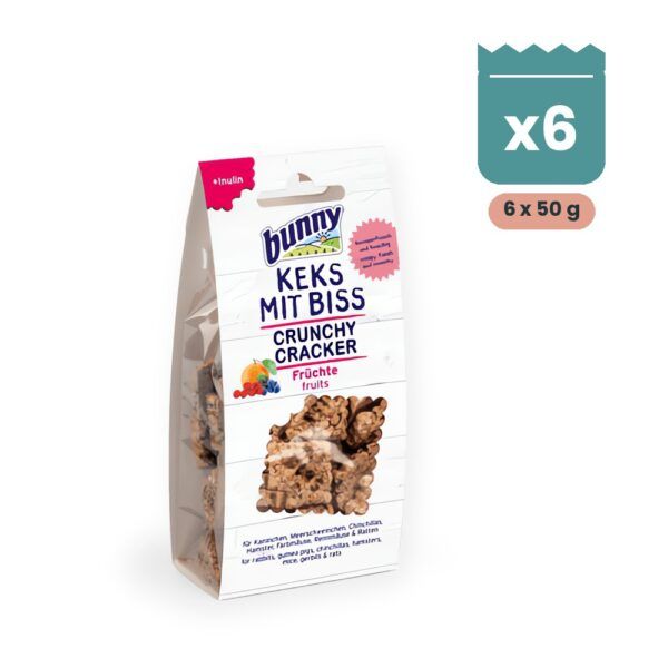 Bunny Nature Crunchy Cracker Frutas Galletas para Conejos y Roedores Pack 6x50 g