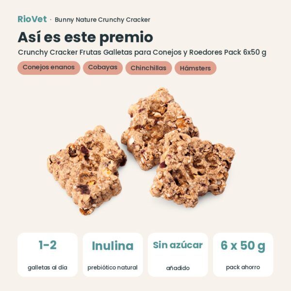 Así es este premio: Bunny Nature Crunchy Cracker Frutas Galletas para Conejos y Roedores Pack 6x50 g (datos clave)