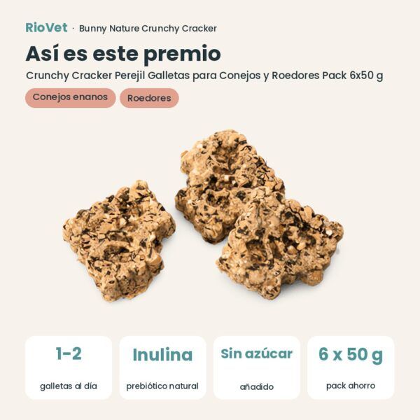 Así es este premio: Bunny Nature Crunchy Cracker Perejil Galletas para Conejos y Roedores Pack 6x50 g (datos clave)