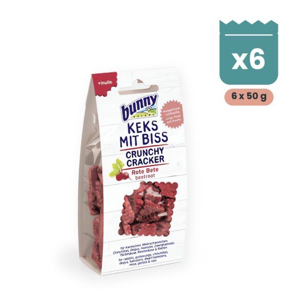 Bunny Nature Crunchy Cracker Remolacha Galletas para Conejos y Roedores Pack 6x50 g