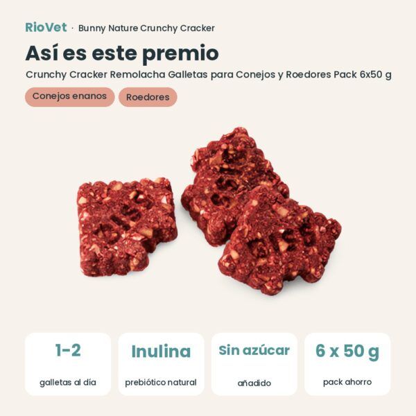 Así es este premio: Bunny Nature Crunchy Cracker Remolacha Galletas para Conejos y Roedores Pack 6x50 g (datos clave)