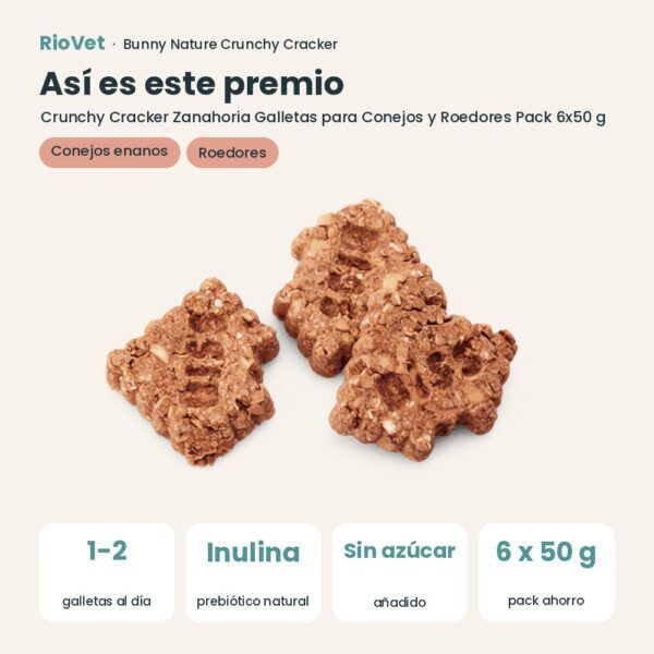Así es este premio: Bunny Nature Crunchy Cracker Zanahoria Galletas para Conejos y Roedores Pack 6x50 g (datos clave)