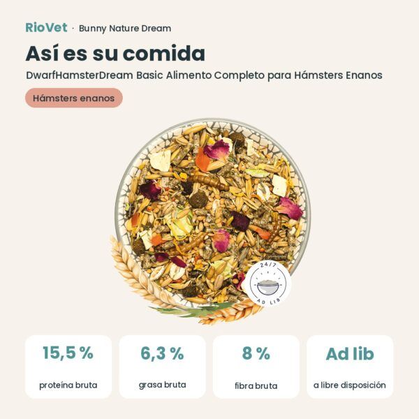 Así es su comida: Bunny Nature DwarfHamsterDream Basic Alimento Completo para Hámsters Enanos 400 g (datos clave)