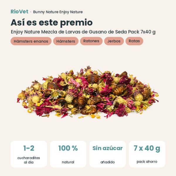 Así es este premio: Bunny Nature Enjoy Nature Mezcla de Larvas de Gusano de Seda Pack 7x40 g (datos clave)