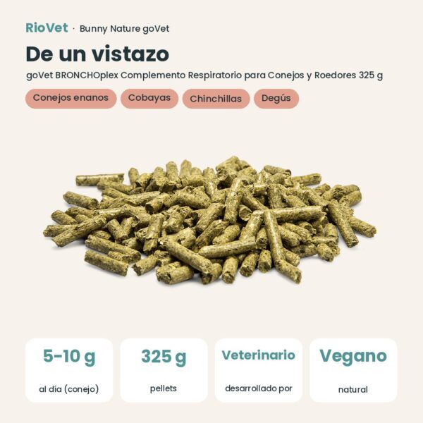 De un vistazo: Bunny Nature goVet BRONCHOplex Complemento Respiratorio para Conejos y Roedores 325 g (datos clave)