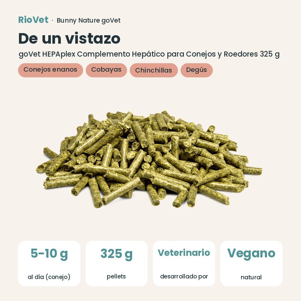 De un vistazo: Bunny Nature goVet HEPAplex Complemento Hepático para Conejos y Roedores 325 g (datos clave)
