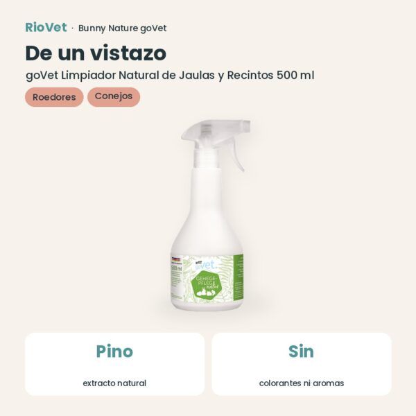 De un vistazo: Bunny Nature goVet Limpiador Natural de Jaulas y Recintos 500 ml (datos clave)