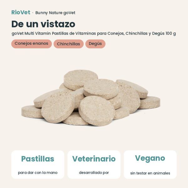 De un vistazo: Bunny Nature goVet Multi Vitamin Pastillas de Vitaminas para Conejos, Chinchillas y Degús 100 g (datos clave)