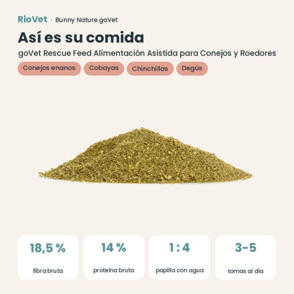 Así es su comida: Bunny Nature goVet Rescue Feed Alimentación Asistida para Conejos y Roedores (datos clave)