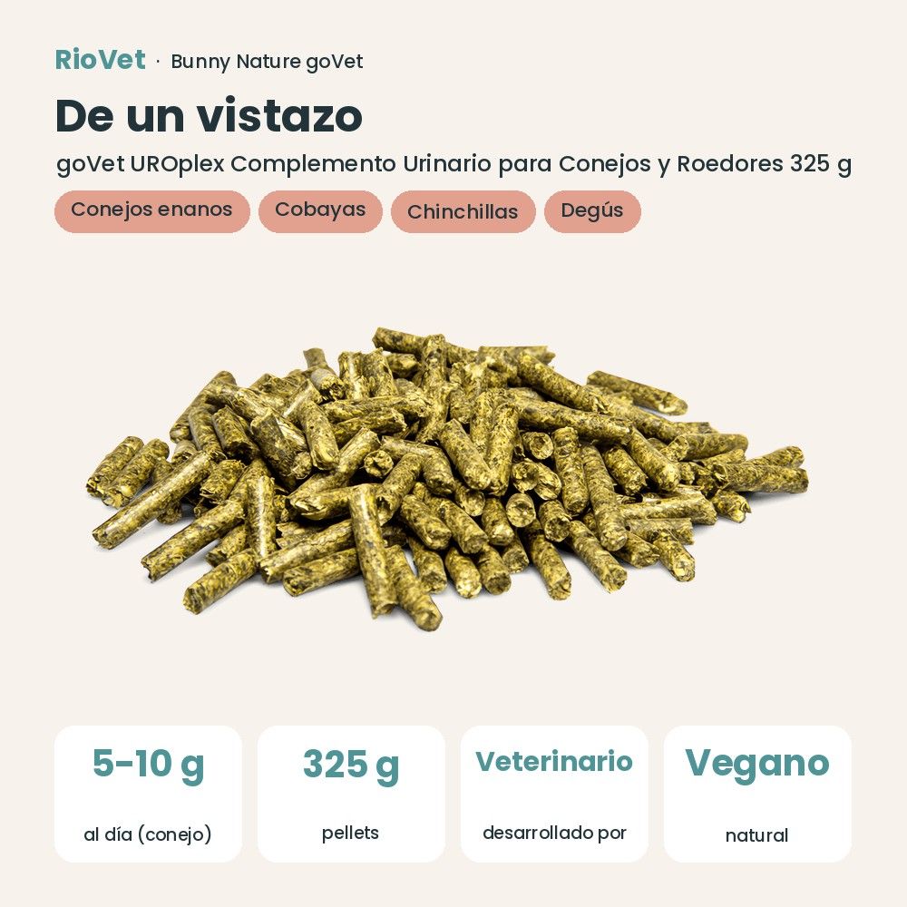 De un vistazo: Bunny Nature goVet UROplex Complemento Urinario para Conejos y Roedores 325 g (datos clave)