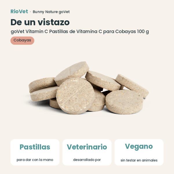 De un vistazo: Bunny Nature goVet Vitamin C Pastillas de Vitamina C para Cobayas 100 g (datos clave)
