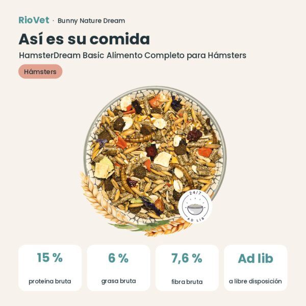 Así es su comida: Bunny Nature HamsterDream Basic Alimento Completo para Hámsters 400 g (datos clave)