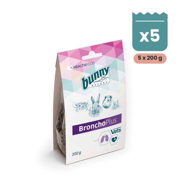 Bunny Nature Health BronchoPlus Complemento Respiratorio para Conejos y Roedores Pack 5x200 g