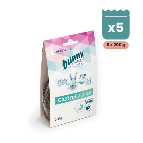 Bunny Nature Health GastroBalance Complemento Digestivo para Conejos y Roedores Pack 5x200 g