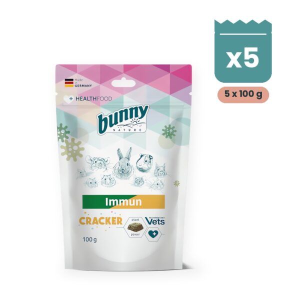 Bunny Nature Health Immun Cracker Galletas para las Defensas de Conejos y Roedores Pack 5x100 g