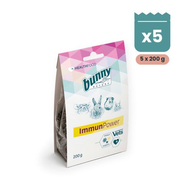 Bunny Nature Health ImmunPower Complemento Defensas para Conejos y Roedores Pack 5x200 g