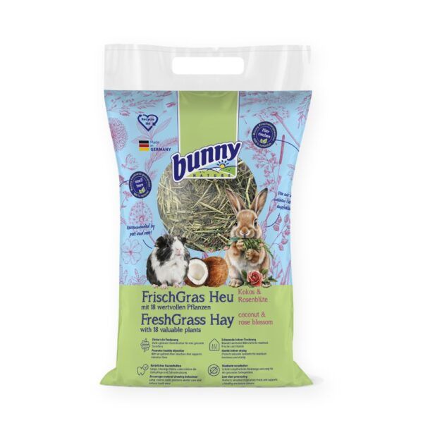 Bunny Nature Heno FreshGrass con Coco y Flor de Rosa para Conejos y Roedores 500 g