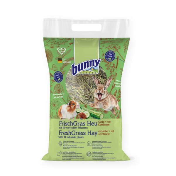 Bunny Nature Heno FreshGrass con Pepino y Aciano Rojo para Conejos y Roedores 500 g