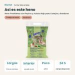 Así es este heno: Bunny Nature Heno FreshGrass con Pepino y Aciano Rojo para Conejos y Roedores 500 g (datos clave)