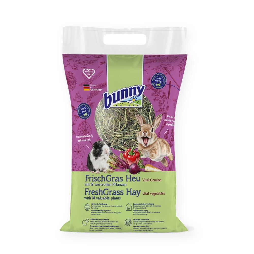 Bunny Nature Heno FreshGrass con Verduras para Conejos y Roedores 500 g
