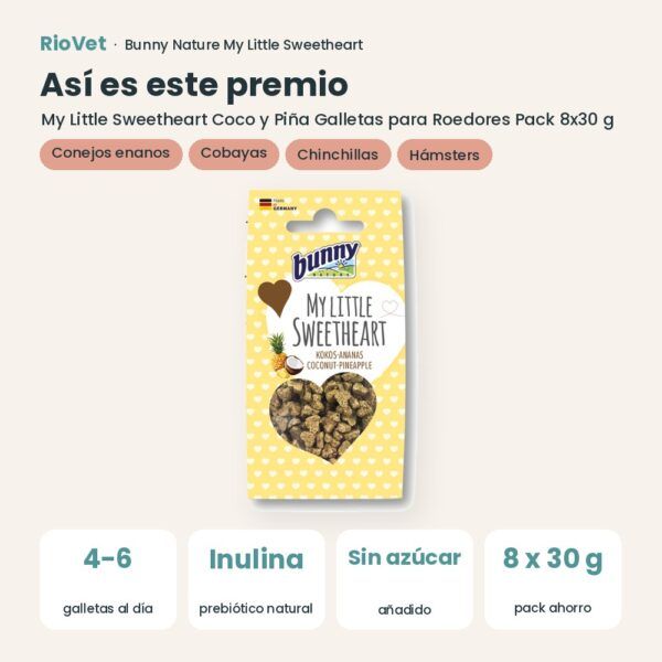 Así es este premio: Bunny Nature My Little Sweetheart Coco y Piña Galletas para Roedores Pack 8x30 g (datos clave)