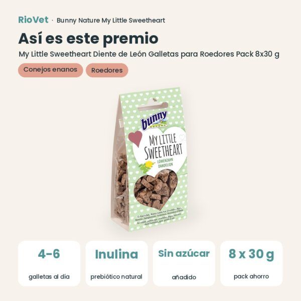 Así es este premio: Bunny Nature My Little Sweetheart Diente de León Galletas para Roedores Pack 8x30 g (datos clave)
