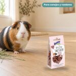 Cobaya junto a Bunny Nature My Little Sweetheart Frutos del Bosque Galletas para Roedores Pack 8x30 g