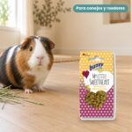 Cobaya junto a Bunny Nature My Little Sweetheart Mango y Maracuyá Galletas para Roedores Pack 8x30 g