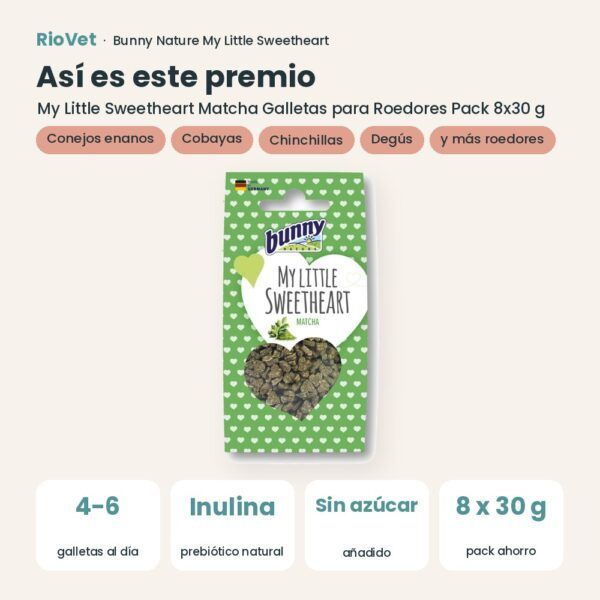 Así es este premio: Bunny Nature My Little Sweetheart Matcha Galletas para Roedores Pack 8x30 g (datos clave)