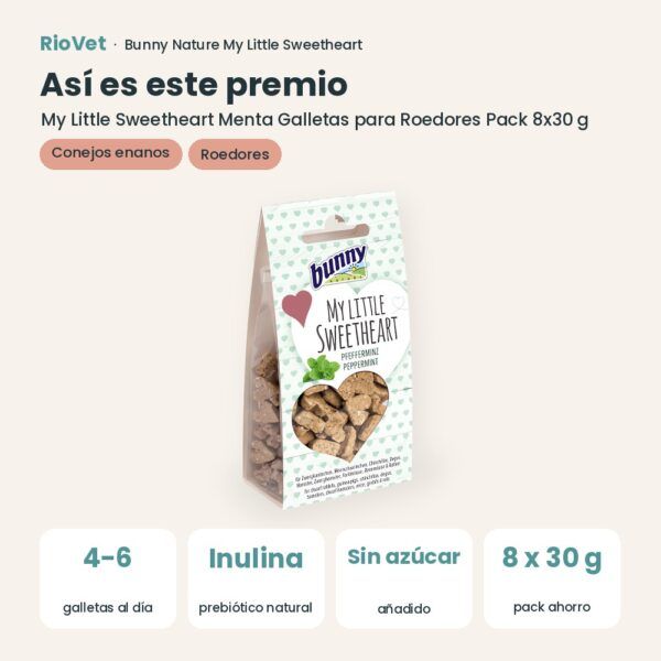 Así es este premio: Bunny Nature My Little Sweetheart Menta Galletas para Roedores Pack 8x30 g (datos clave)