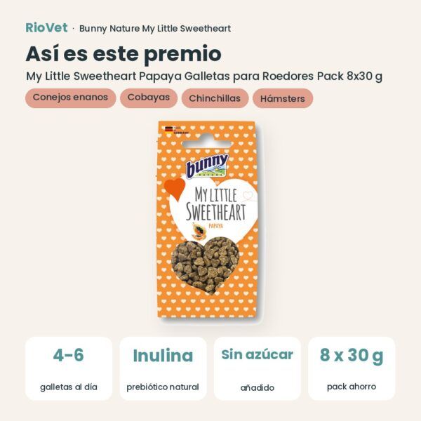Así es este premio: Bunny Nature My Little Sweetheart Papaya Galletas para Roedores Pack 8x30 g (datos clave)