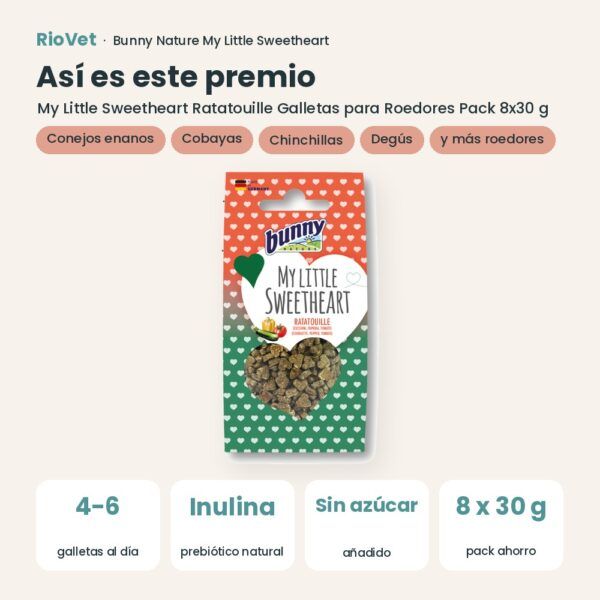 Así es este premio: Bunny Nature My Little Sweetheart Ratatouille Galletas para Roedores Pack 8x30 g (datos clave)