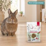 Conejo enano junto a Bunny Nature RabbitDream Special Edition Fresa y Menta Pienso para Conejos 1,5 kg