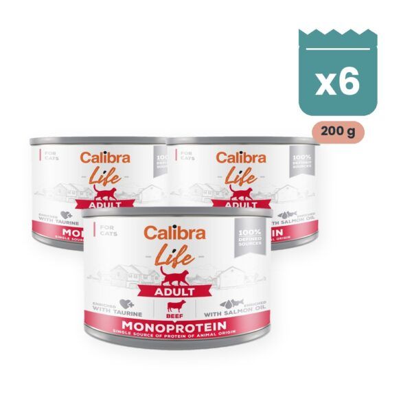 Calibra Cat Life Adult Ternera para Gatos en Lata Pack 6x200 g, imagen principal