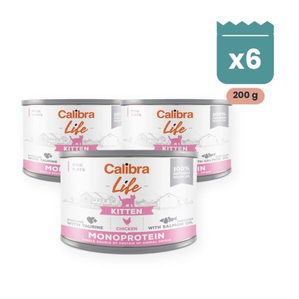 Calibra Cat Life Kitten Pollo para Gatitos en Lata Pack 6x200 g, imagen principal