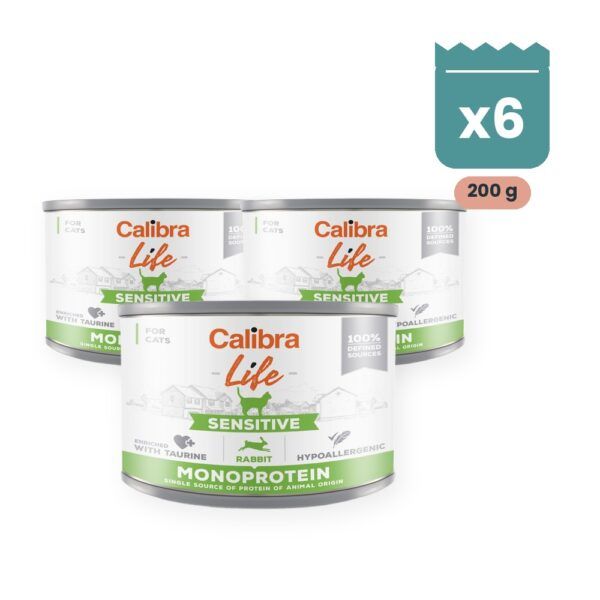 Calibra Cat Life Sensitive Conejo de Calibra, pack 6 latas x 200 g