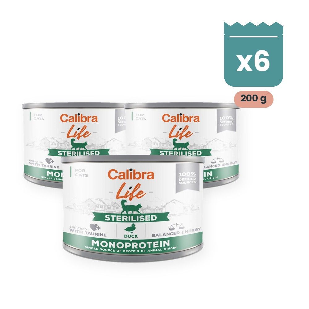 Calibra Cat Life Sterilised Pato para Gatos en Lata Pack 6x200 g, imagen principal