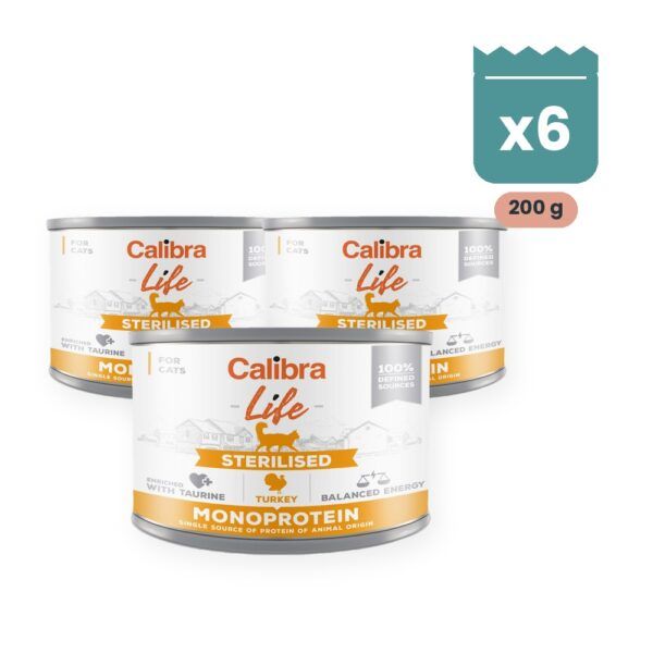 Calibra Cat Life Sterilised Pavo para Gatos en Lata Pack 6x200 g, imagen principal