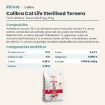 Ficha técnica de Calibra Cat Life Sterilised Ternera Pienso para Gatos Esterilizados: composición y componentes analíticos