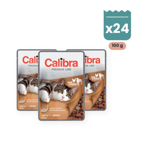 Calibra Cat Premium Adult Cordero y Pollo en Salsa para Gatos Pack 24x100 g, imagen principal