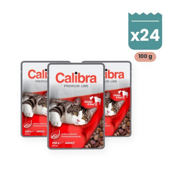 Calibra Cat Premium Adult Pollo y Ternera en Salsa para Gatos Pack 24x100 g, imagen principal