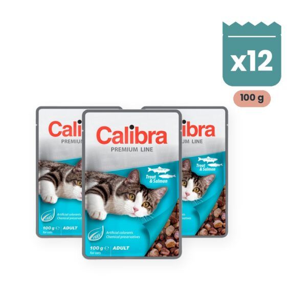 Calibra Cat Premium Adult Trucha y Salmón en Salsa para Gatos Pack 12x100 g, imagen principal