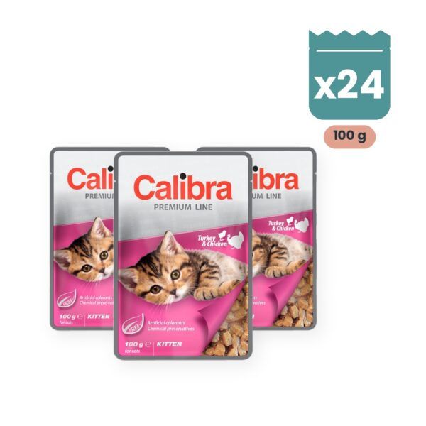 Calibra Cat Premium Kitten Pavo y Pollo en Salsa para Gatitos Pack 24x100 g, imagen principal