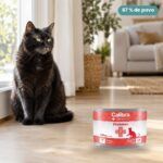 Gato junto a Calibra Dieta Veterinaria Diabetes para Gatos en Lata Pack 6x200 g